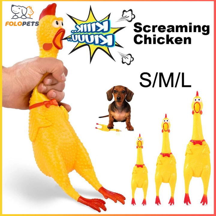 FOLOPETS Pet Toy Screaming Chicken Yellow Rubber Chicken Pet