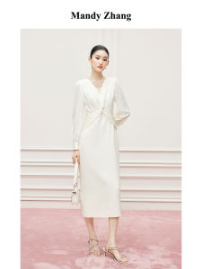 Elegant V-Neck Torsion Slim Waist Dress