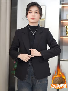 Casual Short Womens Blazer Jacket Cotton Lined Fashionable Slim Fit Winter Top Button Detail Pure Color Commute Style