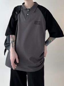 Áo Thun Polo Nam Mùa Hè Thường Ngày Cổ Polo Tay Ngắn Sọc American Splicing Thoải Mái Thoáng Khí Khi Đi Dã Ngoại