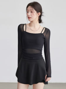 Áo Tập Thể Dục Tay Dài Nhanh Khô Cho Nữ Áo Tập Yoga Lưới Áo Chạy Bộ Áo Tập Thể Dục Ngoài Trời Áo Thun Cổ Tròn Thường Ngày