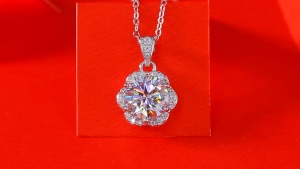 NO.15High quality lifetime warranty S925 silver necklace with eight hearts and eight arrows moissanite pendant fashionable flower ball necklace