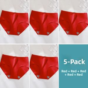 Miiow | Ice Silk Seamless Mid Waist Triangle Shorts Underwear For Women Summer Thin Style Lucky Year Design Breathable Quick Dry Fabric