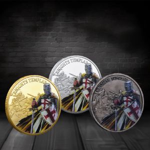 Knight Templar Commemorative Coins Antique Silvery Plated Christian The Crusaders Souvenir Coin