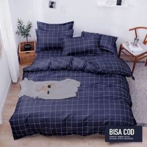 SEPRAI AESTHETIC KOREAN 180X200X20 MOTIF KOTAK KOTAK SET SARBAN SARGUL KOTAK HITAM / SEPRAI MOTIF KOTAK ABU KOTAK NAVI / SEPRAI MOTIF KOTAK