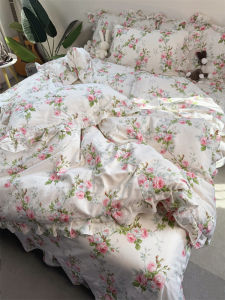 Nordic Style Pure Cotton Floral Bedding Set Soft Comfortable All Seasons 4-Piece Bedding Collection by Weiwu Home Textiles
