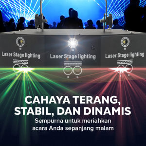 Lampu Proyektor Disco Sensor Suara RGBW 240V 25W 8 Pattern - LIN912 - Black