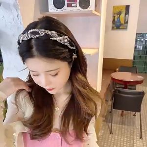 Băng Đô Cài Tóc Xoắn Caro Đính Ngọc Lấp Lánh Phong Cách Pháp Thanh Lịch