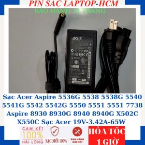Sạc Acer Aspire 5536G 5538 5538G 5540 5541G 5542 5542G 5550 5551 5551 7738 Aspire 8930 8930G 8940 8940G X502C X550C Sạc Acer 19V-3.42A-65W chân vàng