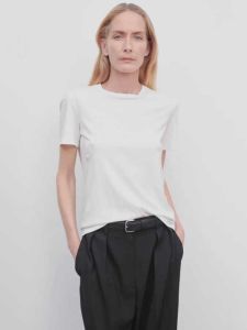 เสื้อยืดแขนสั้นผ้าฝ้ายเนื้อนุ่มสไตล์ใหม่ฤดูร้อนปี 2025 สีขาว ทรงเข้ารูป เสื้อผ้าทำงานสไตล์ลำลองสำหรับผู้หญิง