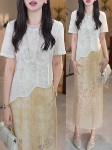 Shalldoer | Fashionable Casual Short Sleeve High Waist Mini Skirt Set Womens Two Piece Suit Summer 2025 Korean Style Slimming Ensemble