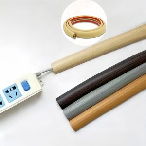 1pc 1m/2m/3meters Floor Cable Cover PVC Cord Protector Self-Adhesive Wood Grain Cable Protector Extension Electric Wire