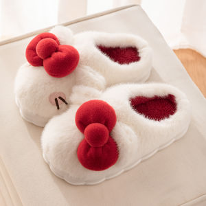 Warm Thick Bottom Fur Slippers Indoor Home Anti-Slip Womens Slippers Jie Li Ya Cotton Slippers 2025 New Autumn Winter Style