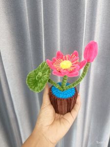 ดอกบัวจากลวดกำมะหยี่ งานdiy งานhandmade