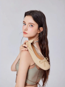 REEMOOR | Giày Búp Bê Đính Nơ Đế Bằng