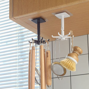 KLIMO 360 Degrees Rotated Kitchen Hooks Self Adhesive 6 Hooks Wall Door Hook Handbag Clothes Hanging Rack
