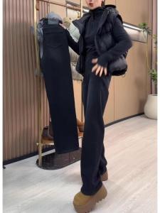High Waist Wide Leg Black Skinny Jeans plus Size Womens Spring New Style Denim Pants Pear Shape Slimming Trousers