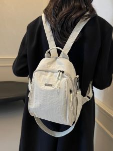 New 2024 Ladies Lightweight Casual Travel Backpack Double Shoulder Bag Can Be Crossbody Fashionable Nylon Material Commuter Bag