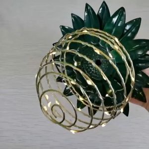 30LED Solar Portable Pineapple Light Garden Wrought Iron Lantern Copper Wire Hanging Lamp Holiday Decoration Waterproof