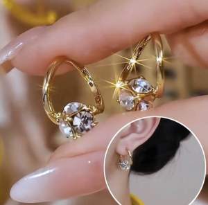 A10 (Beli 2 dapat bonus) COD Anting elegan bulat permata titanium Perempuan