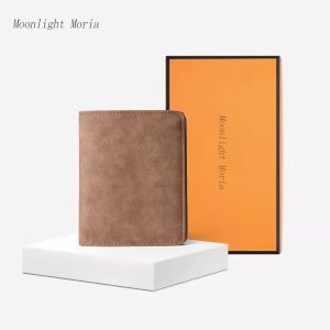 Retro Short Wallet for Men Valentines Day Gift Boyfriend Birthday Unique Design Coin Purse Card Holder PU Leather Horizontal