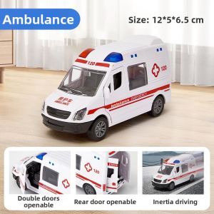 QU RAN | Fire Truck Ambulance Motorcycle Police Car Tank Simulation Model Toy Cars