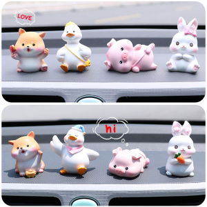 Car Interior Decorative Animal Figurines Cute Duck Dog Pig Rabbit Premium Quality Creative Automobile Dashboard Ornaments