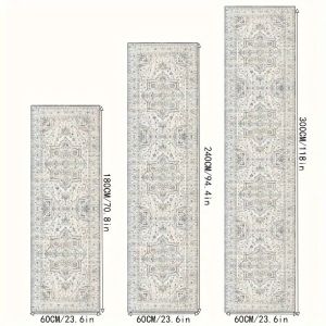 VIKAMA Bohemian Corridor Area Rug Crystal Velvet Long Rug for Living Room Bedroom Sunroom Hardwood Floor Pad Home Decoration
