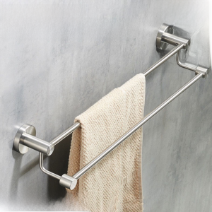 Bathroom Towel Bar 304 Stainless Steel Double Rod Hanging Towel Rack High And Low Dual Pole Drill Hole up And down Dual Hanging Rack Bath Towel Bar