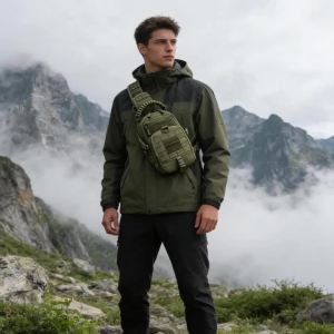 Tactical Sling Bag Men Shoulder Bag Outdoor EDC Chest Bag with Paracord Handle Waterproof Crossbody Pack for  Hunting Hiking