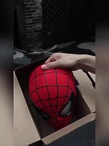 ZD Toys | New The Amazing Spider-Man Black/Red Headgear Decor Toys Anime Figures Spider-Man Electronic Mask Toys With Light Christmas Gift
