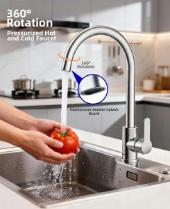 JOMOO | Hot and Cold Water Faucet 304 Stainless Steel Rotatable For Kitchen Sink