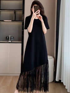 Stylish Black Lace Patchwork Dress