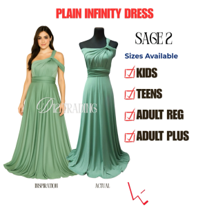 D12 Trading / Plain Infinity dress SAGE GREEN SHADE#2 with tube attached ( kids teens adult plus) for Wedding Bridesmaid and Special Occasion