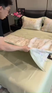 Bộ Chăn Ga Gối 4 Món Lụa Tre Bamboo Silk Chăn Hè Trần Bông Chất Liệu Vải Mềm Mịn Mát Tự Nhiên Đủ Size