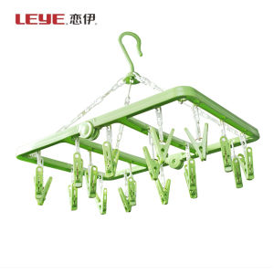 Lianyi Windproof Socks Drying Rack Clothes Hanger with Clip Underwear Drying Tool Nordic Style Plastic Coat Hook for Balcony
