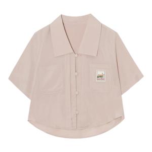 French Elegant Short Sleeve Shirt Womens Pink Short Style Top Princess Sweet Style Straight Cut Other Material 100% Summer New