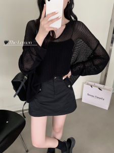 เสื้อถักไหมน้ำแข็งสีขาวสำหรับผู้หญิงในช่วงฤดูร้อน เสื้อคลุมกันแดดแบบหลวมๆ สำหรับใส่ไปทำงานในช่วงต้นฤดูใบไม้ร่วง