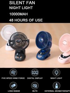 USB Rechargeable Clip Fan 10000mah Ultra Quiet Electric Fan Air Cooler High Quality Portable electric charger fan Cooling Fan
