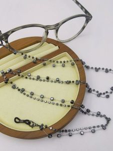 New Fashion Titanium Steel Black Gallstone Glasses Chain Mask Rope Simple Stylish Sunglasses Chain Accessory Eye Wear Cord