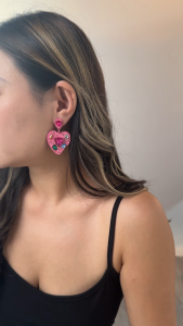 Valentines Day Statement Drop Earrings for Women Cute Heart Rhinestone Dangle Earrings Trendy Party Fashion Jewelry