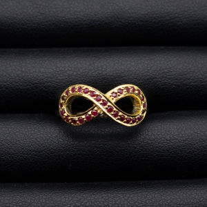 ไซส์นิ้ว 92.5% ชุบทอง แหวนอินฟินิตี้พลอยทับทิมพม่า (Sapphire) สีแดง จากประเทศพม่า
