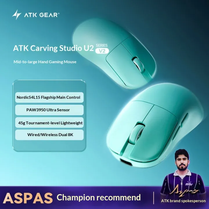 AULA | Atk Wireless Gaming Mouse U2v2 Master Edition Lightweight Ergonomic 3950ultra Max Up To 20000 Fps For E Sports Computer Office