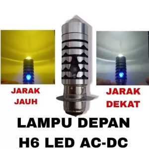 lampu Led depan H6 laser gun 2 warna putih - kuning + senja biru universal motor bebek/matic harga 1 pcs