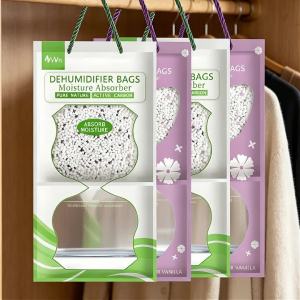 10Pcs Wardrobe Hanging Moisture Absorbent Bags / Anti-Mold Desiccant Packets / Closet Cabinet Dehumidifier Bag
