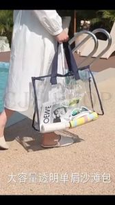 CJH SHOP ch Bag Clear Tote Bag Portable Waterproof Transparent Wash Bag Camping Tote Bag Transparent Hand Bags for Women Cosmetic Bag for Pool Camping Picnic Gym Travel
