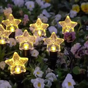 OSIDEN | 20Leds Solar Outdoor Garden Lights Pentagonal Star-Shaped Outdoor Ground Lights 8 Modes for Courtyards Lawns Gardens Decor