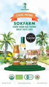 Đường hoa dừa hữu cơ Sokfarm túi 300gr - GI thấp không tinh luyện thơm hương dừa