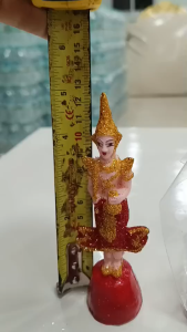 พระชัยมงคล ขนาดเล็ก ผลิตจากเรชิ่นเคลือบด้วยกากเพรช เครื่องตั้งศาลพระภูมิ ตุ๊กตาตั้งศาล สูง 13เซน