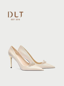 Champagne Color French Style Wedding Shoes for Women High Heels Two-Way Wear Maid of Honor Shoes for Wedding Banquet